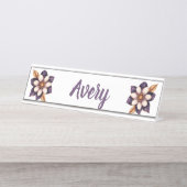 シックパープルクリームフローラ名 デスクネームプレート (正面)