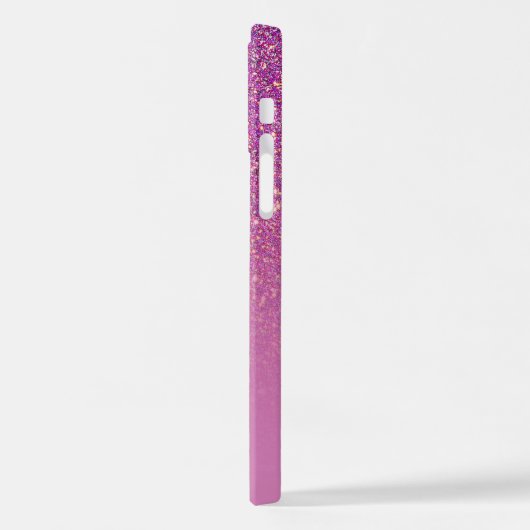 シックパープルグラデーショングリッターと名前&モノグラム iPhoneケース (左側面)