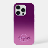 シックパープルグラデーションネームイニシャル文字モノグラム iPhoneケース (裏面)