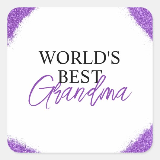 シックパープルグリッターおばあちゃん スクエアシール (正面)