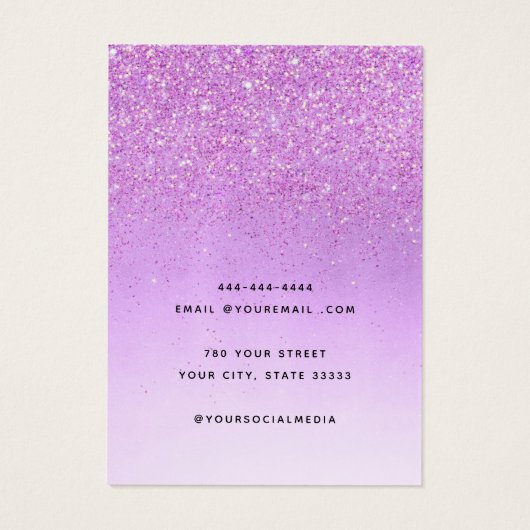 シックパープルグリッタージュエリーイヤリングディスプレイカード (裏面)