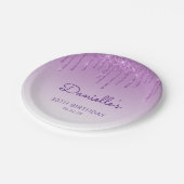 シックパープルグリッタードリップ30th誕生日パーティー ペーパープレート (アングル)