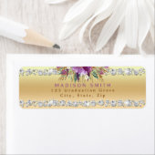 シックパープルグリッターフラワーズダイアモンド金ゴールド ラベル (インサイチュ)