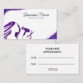 シックパープルグリッター女性美容師 予約カード (正面/裏面)