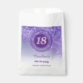 シックパープルグリッター点々のある&フレーム18誕生日 フェイバーバッグ (正面)