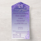 シックパープルグリッター21番目のハッピーバースデーオールインワン オールインワン招待状 (内側)