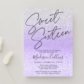 シックパープルシルバーグリッタースウィート16 招待状