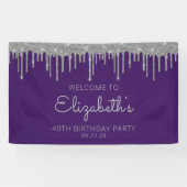 シックパープルシルバーグリッタードリップ40歳の誕生日 横断幕 (横)
