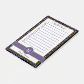 シックパープルストライプフローラモノグラム名を実行リスト ポストイット (アングル)