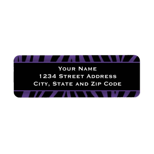 シックパープルゼブラストライプ差出人住所ラベル ラベル (正面)