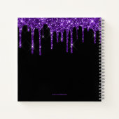 シックパープルドリッピンググリッターモノグラム名 ノートブック (裏面)