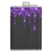 シックパープルドリッピンググリッターモノグラム名 フラスク (裏面)