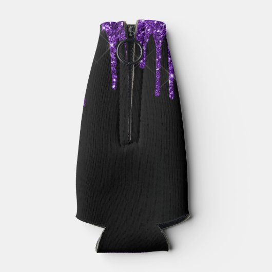 シックパープルドリッピンググリッターモノグラム名 ボトルクーラー (裏面)