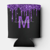 シックパープルドリッピンググリッターモノグラム名 缶クーラー (裏面)