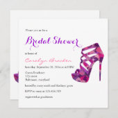 シックパープルハイヒールブライダルシャワー招待状 招待状 (正面/裏面)