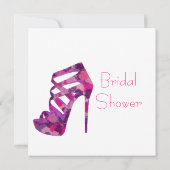 シックパープルハイヒールブライダルシャワー招待状 招待状 (裏面)