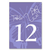 シックパープルバタフライ庭園の結婚式標識 テーブルナンバー (裏面)