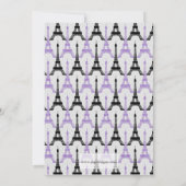 シックパープルパリエッフェルタワーブライダルシャワー 招待状 (裏面)