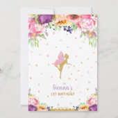 シックパープルピンクフローラフェアリーベビーシャワー誕生日 サンキューカード (裏面)