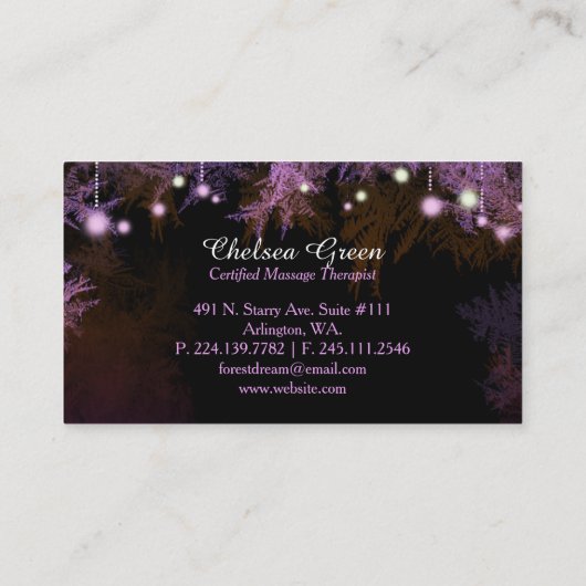 シックパープルフォレストマッサージセラピー名刺 名刺 (裏面)