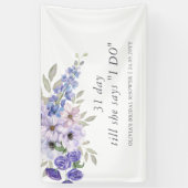 シックパープルフラワースクリプトブライダルシャワーへようこそ 横断幕 (縦)