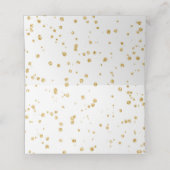 シックパープルフローラと金ゴールド紙吹雪テーブル番号 プレイスカード (内部開封)