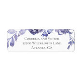シックパープルフローラウィンターウェディング差出人住所 ラベル (正面)