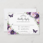 シックパープルフローラシルバーキンセニェラ蝶 出欠カード (正面)