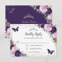 シックパープルフローラシルバーキンセニェラ蝶 出欠カード