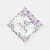 シックパープルフローラゾウ赤ちゃんシャワー誕生日 スタンダードランチョンナプキン (角)