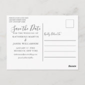 シックパープルフローラリース冬の日付を保存 ポストカード (裏面)