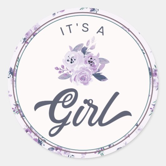 シックパープルフローラ新生児女の子の好意 ラウンドシール (正面)
