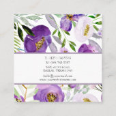 シックパープルフローラ自然エレガント編集可能スクエア スクエア名刺 (裏面)