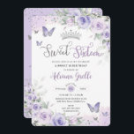 シックパープルフローラ蝶Sweet sixteen16th 招待状<br><div class="desc">このソフトなラベンダー、紫の薄紫フローラをパーソナライズ簡単かつ迅速に16誕生日の招待。単に「クリックデザインツールを使用して編集」ボタンをクリックし、文字、用語、フォントスタイル、フォントサイズ、フォント色を変更する。また、イメージを追加または削除したり、文字を移動または削除したりすることもできます。蝶と王冠は移動し、サイズ変更が可能で、二重化が可能で、取り外しが可能でカスタマイズ、お使いの大事な行事に合わせてデザインを楽しむことができる。パステルかわいらしラベンダー、紫の薄紫の花、繊細な緑、蝶とシックな銀のアクセントを特徴とする。キンセアニェラス、スウィート16代、18歳の誕生日パーティー、バット・ミッツヴァースなど、多くのお祝いに最適！デジタルインスタントダウンロードとしても利用可能。一致するアイテムは店内で利用可能！ハッピーキャットスタジオ</div>