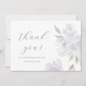 シックパープルフローラ誕生日クインセアニラサンキュー 招待状 (正面)