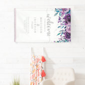 シックパープルフローラ&シルバー結婚ズウェルカム 横断幕 (インサイチュ)