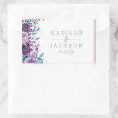 シックパープルフローラ&シルバー結婚ズモノグラム 長方形シール (バッグ)