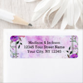 シックパープルフローラ&シルバー結婚ズ差出人住所 ラベル (インサイチュ)
