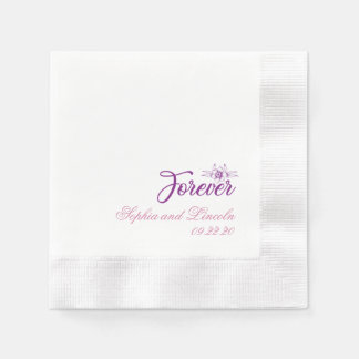 シックパープルプル結婚ズフローラ 縁ありカクテルナプキン