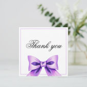 シックパープルボウコケットガールスウィート16誕生日 サンキューカード (スタンド正面)