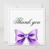 シックパープルボウコケットガールスウィート16誕生日 サンキューカード (正面)