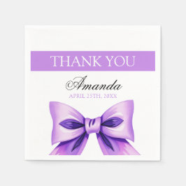 シックパープルボウコケットガールスウィート16誕生日 スタンダードカクテルナプキン