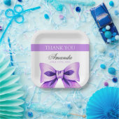 シックパープルボウコケットガールスウィート16誕生日 ペーパープレート (パーティー)