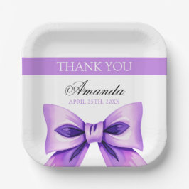 シックパープルボウコケットガールスウィート16誕生日 ペーパープレート