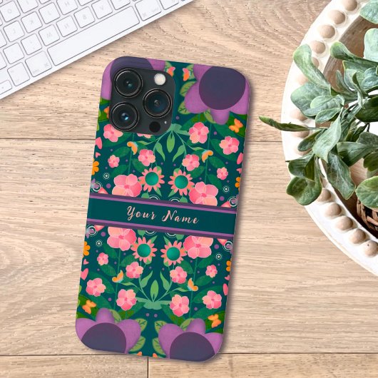 シックパープルボホ名花カスタム柄 iPhoneケース
