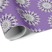 シックパープルマンダラフラワーデザインパターン ラッピングペーパー (ロールコーナー)