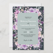 シックパープルラベンダー植物性結婚式招待状 招待状 (正面)