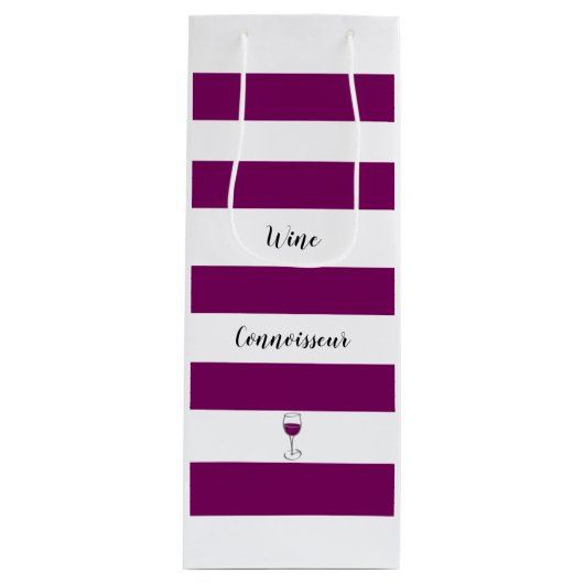 シックパープルワストライプのイン目利き ワインギフトバッグ (正面)