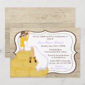 シックパープル女性のカーボーイカントリーブライドブライダルシャワー 招待状 (正面/裏面)
