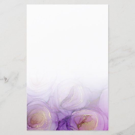 シックパープル抽象芸術フローラ文房具紙 (裏面)